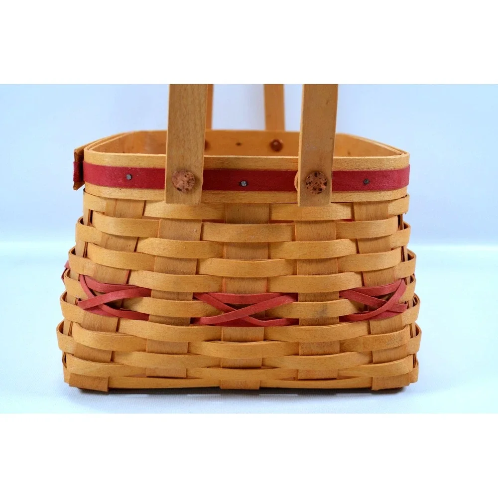 2000 Longaberger Christmas Deck The Halls Basket Plaid Liner 2 Plastic Inserts
